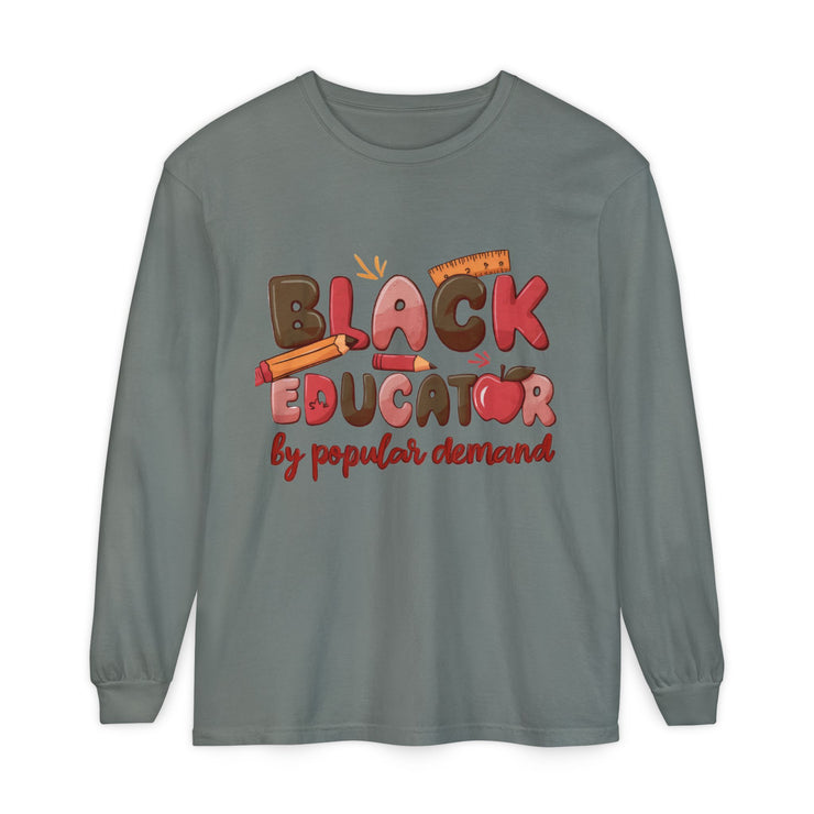 Black Educator Long Sleeve T-Shirt for Inclusive Learning
