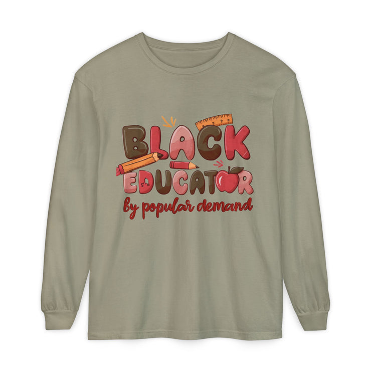 Black Educator Long Sleeve T-Shirt for Inclusive Learning